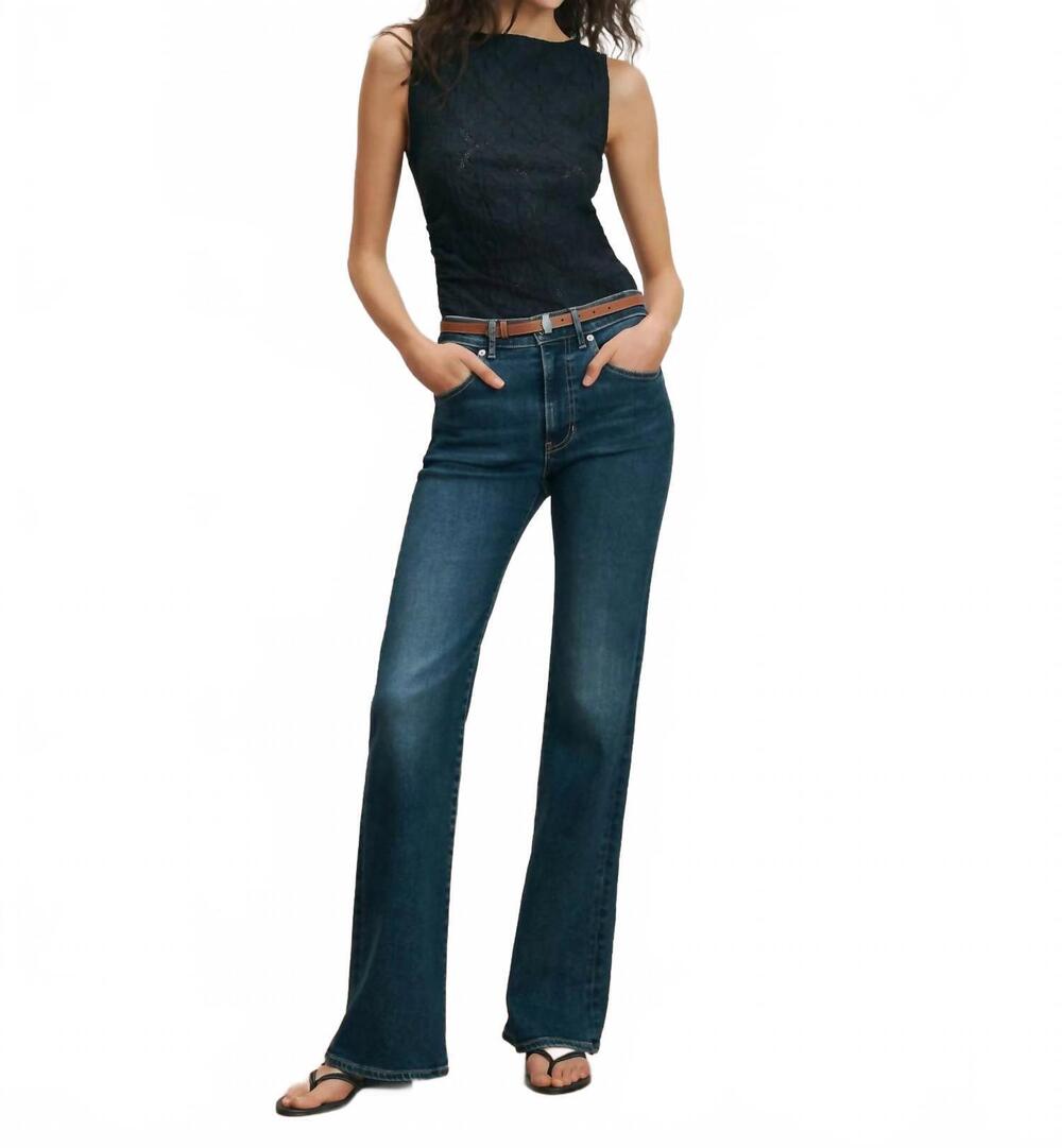 NEW VERONICA BEARD crosbie mid-rise slim wide-leg jeans in bright blue